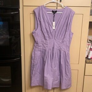 Banana Republic New w Tag Lavender Pleated V-Neck Mini Dress size 16